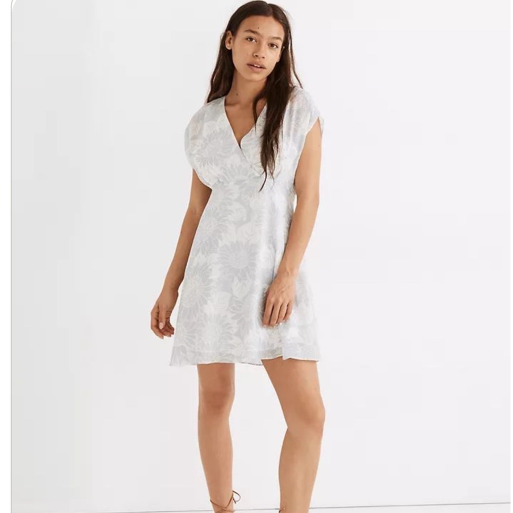 Madewell Crossover Silk Mini Dress in Sunflower Season size 14